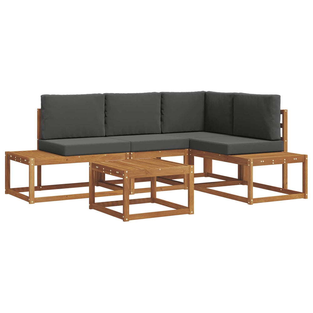 vidaXL 5-Piece Outdoor Sofa Set with Cushions Natural and Anthracite