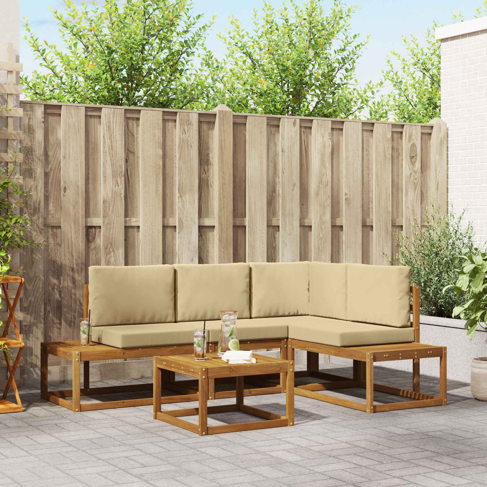 Outdoor Sofa Set mit Kissen, 5-teilig