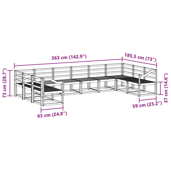 Outdoor Sofagarnitur Akazie Massivholz 10-teilig