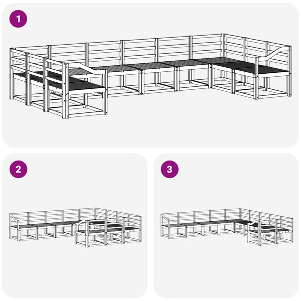 Outdoor Sofagarnitur Akazie Massivholz 10-teilig