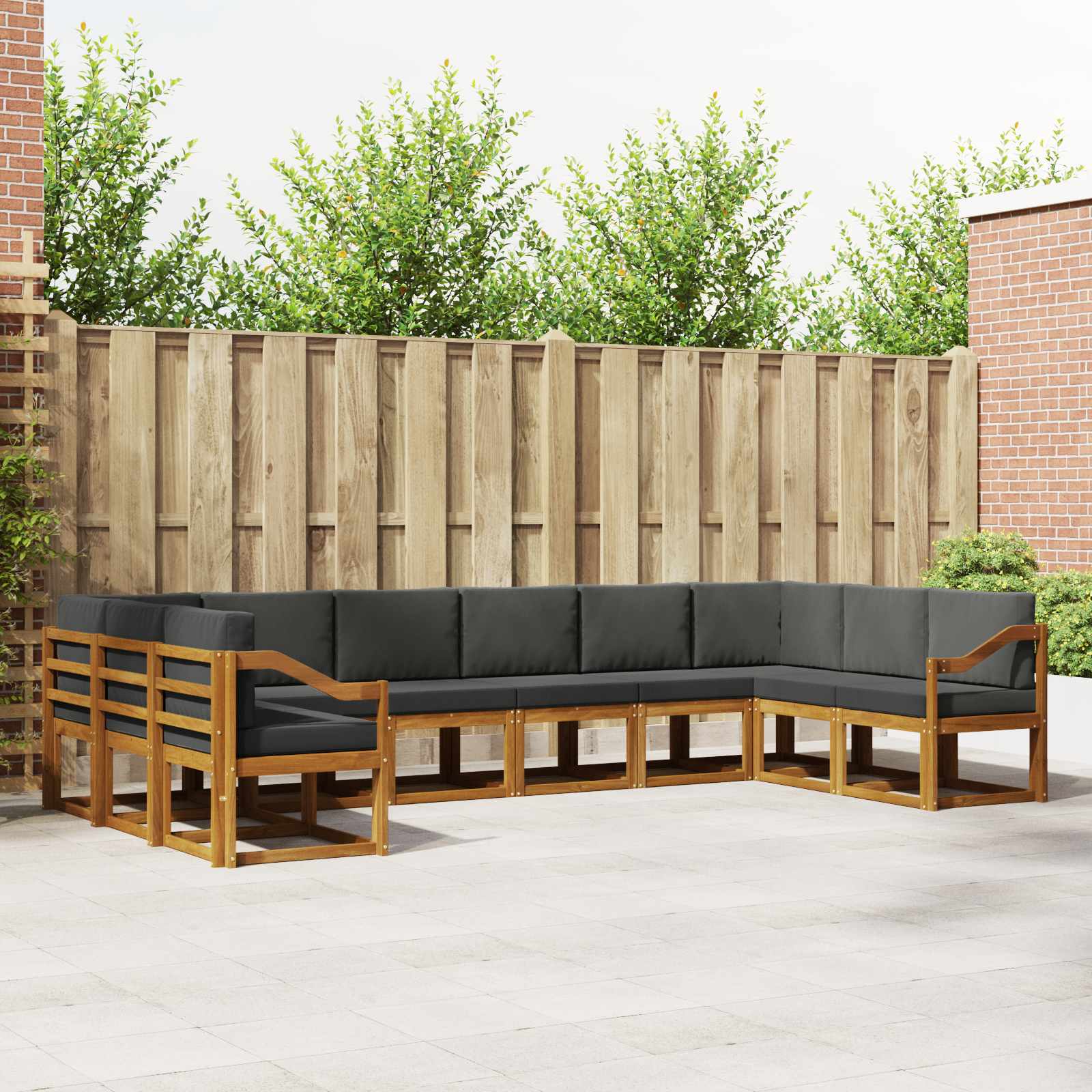 Outdoor Sofagarnitur mit Kissen, 10-teilig