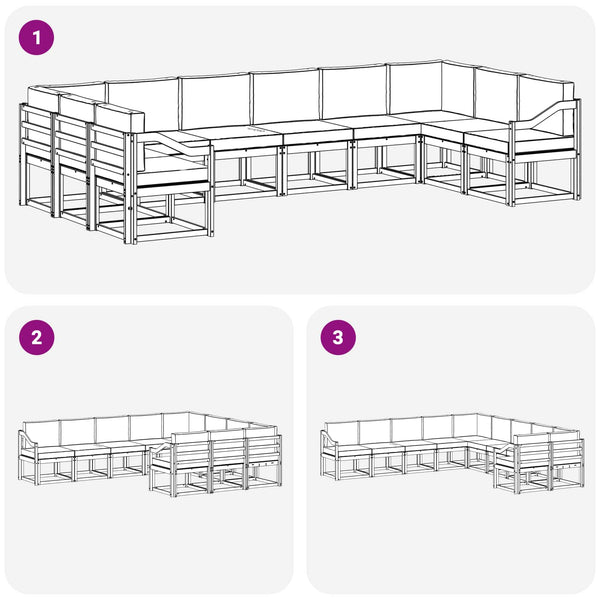 Outdoor Sofagarnitur mit Kissen, 10-teilig