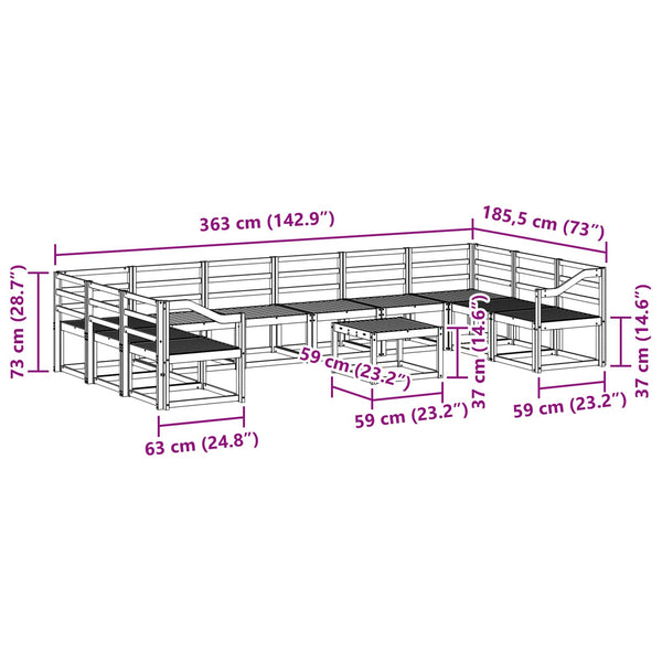 Outdoor Sofa Set Akazie Massivholz 11-teilig