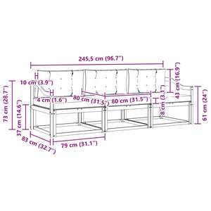 Outdoor Sofa Set mit Kissen, 3-teilig