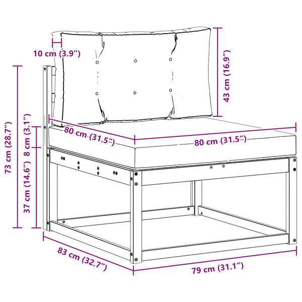 Outdoor Sofa Set mit Kissen, 3-teilig