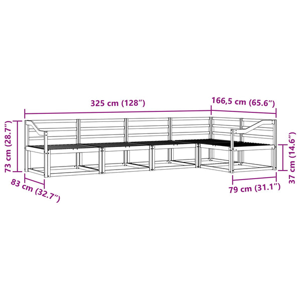 Outdoor Sofa Set 5-teilig Akazie Massivholz