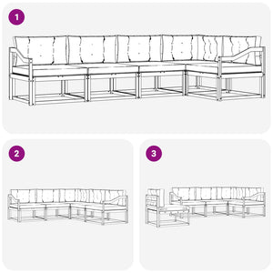 Outdoor Sofagarnitur mit Kissen, 5-teilig