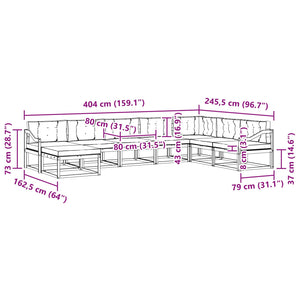 Outdoor Sofa Set mit Kissen, 8-teilig
