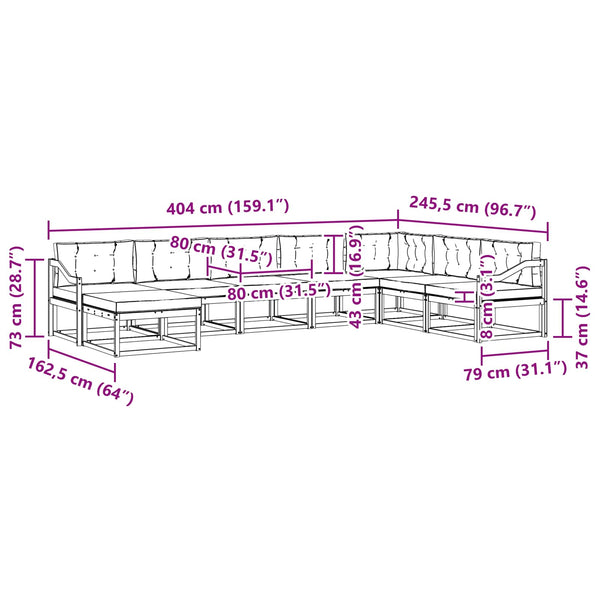 Outdoor Sofa Set mit Kissen, 8-teilig