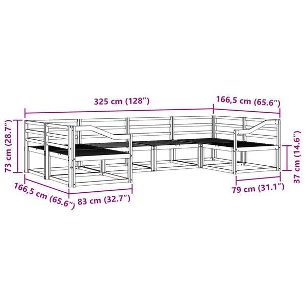 Outdoor Sofagarnitur Akazie Massivholz 6-teilig