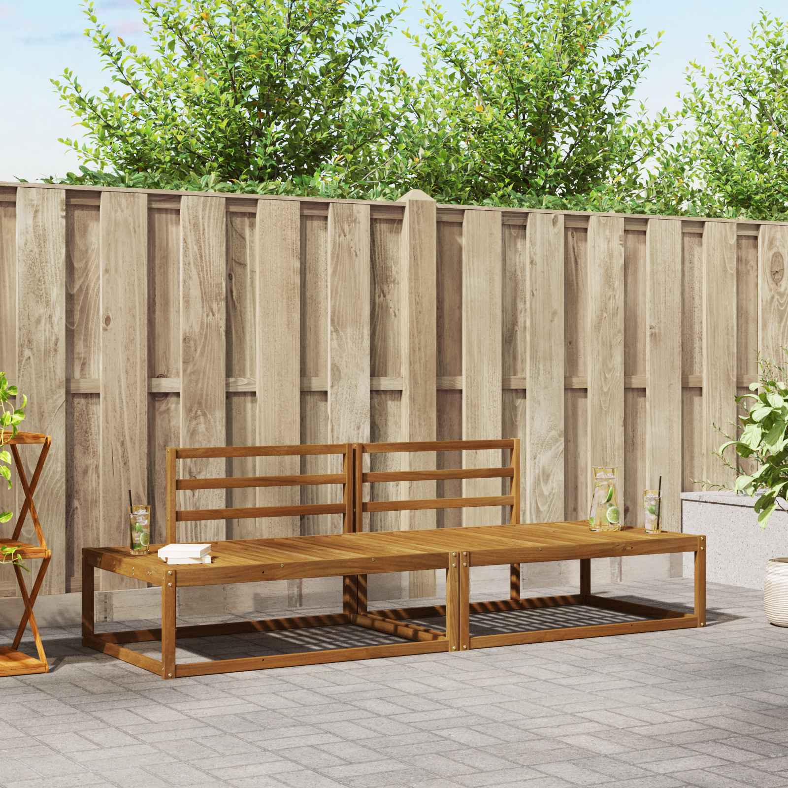 2-teiliges Outdoor-Sofa-Set aus Akazienholz