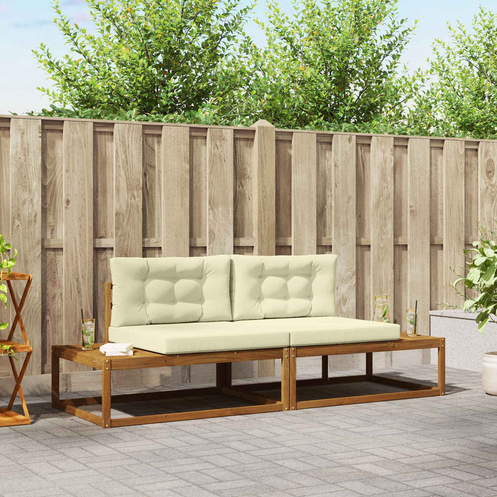 vidaXL Outdoor Sofa Set with Cushions 2 Pieces Natural and Cream