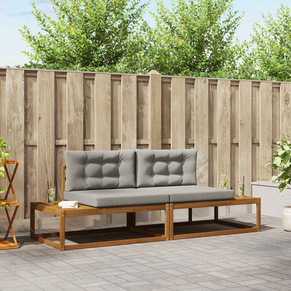 vidaXL Outdoor Sofa Set with Cushions 2 Piece Natural and Light Grey
