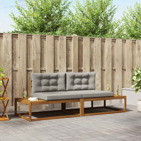 vidaXL Ensemble de canapés de jardin avec coussins 2 pcs Naturel et gris clair