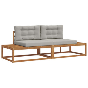 vidaXL Ensemble de canapés de jardin avec coussins 2 pcs Naturel et gris clair