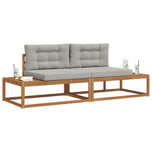 vidaXL Ensemble de canapés de jardin avec coussins 2 pcs Naturel et gris clair