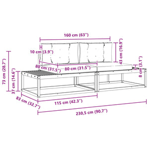 Outdoor Sofa Set mit Kissen, Akazie