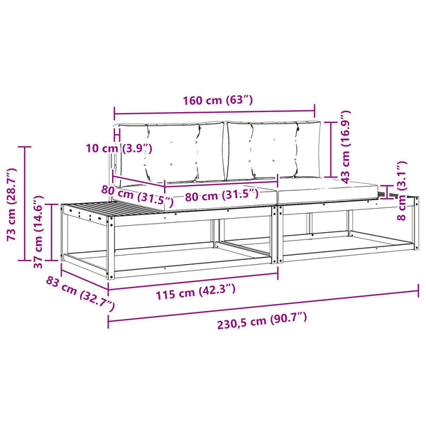 Outdoor Sofa Set mit Kissen, Natur/Beige