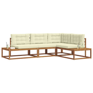 vidaXL Outdoor Sofa Set 4 Pieces Natural and Cream