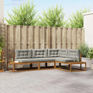 vidaXL Outdoor Sofa Set 4 Pieces Natural and Light Grey
