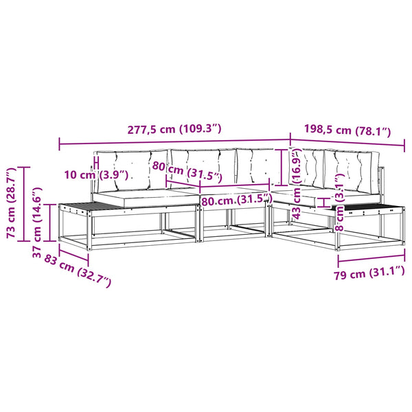 vidaXL Outdoor Sofa Set 4 Pieces Natural and Light Grey