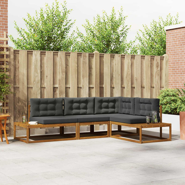 vidaXL Salon de jardin 4 pcs Naturel et anthracite