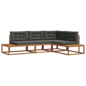 vidaXL Salon de jardin 4 pcs Naturel et anthracite