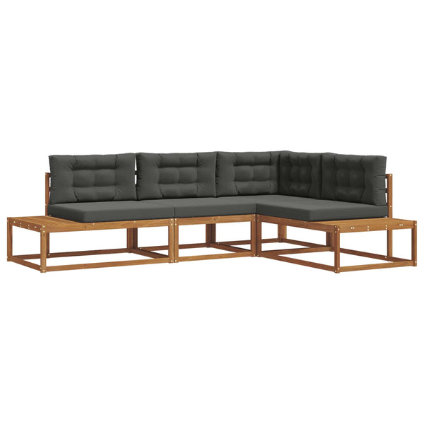 vidaXL Salon de jardin 4 pcs Naturel et anthracite