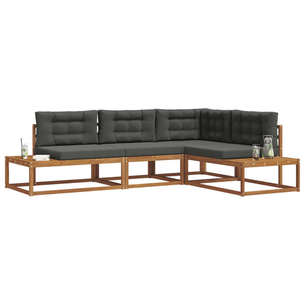 vidaXL Salon de jardin 4 pcs Naturel et anthracite
