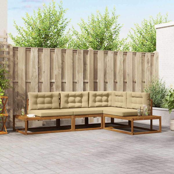vidaXL Salon de jardin 4 pièces naturel et beige