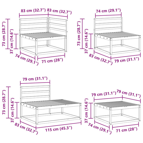 Outdoor Sofa Set Akazie Massivholz 5-teilig