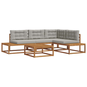 vidaXL Outdoor Sofa Set 5 Pieces Natural and Light Grey
