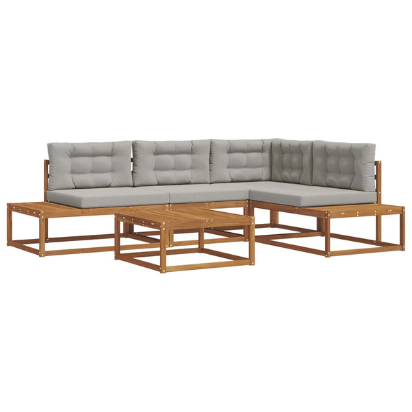 vidaXL Outdoor Sofa Set 5 Pieces Natural and Light Grey