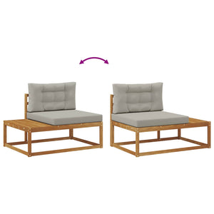 vidaXL Outdoor Sofa Set 5 Pieces Natural and Light Grey