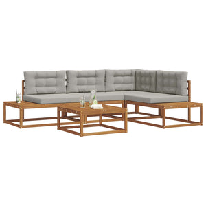 vidaXL Outdoor Sofa Set 5 Pieces Natural and Light Grey