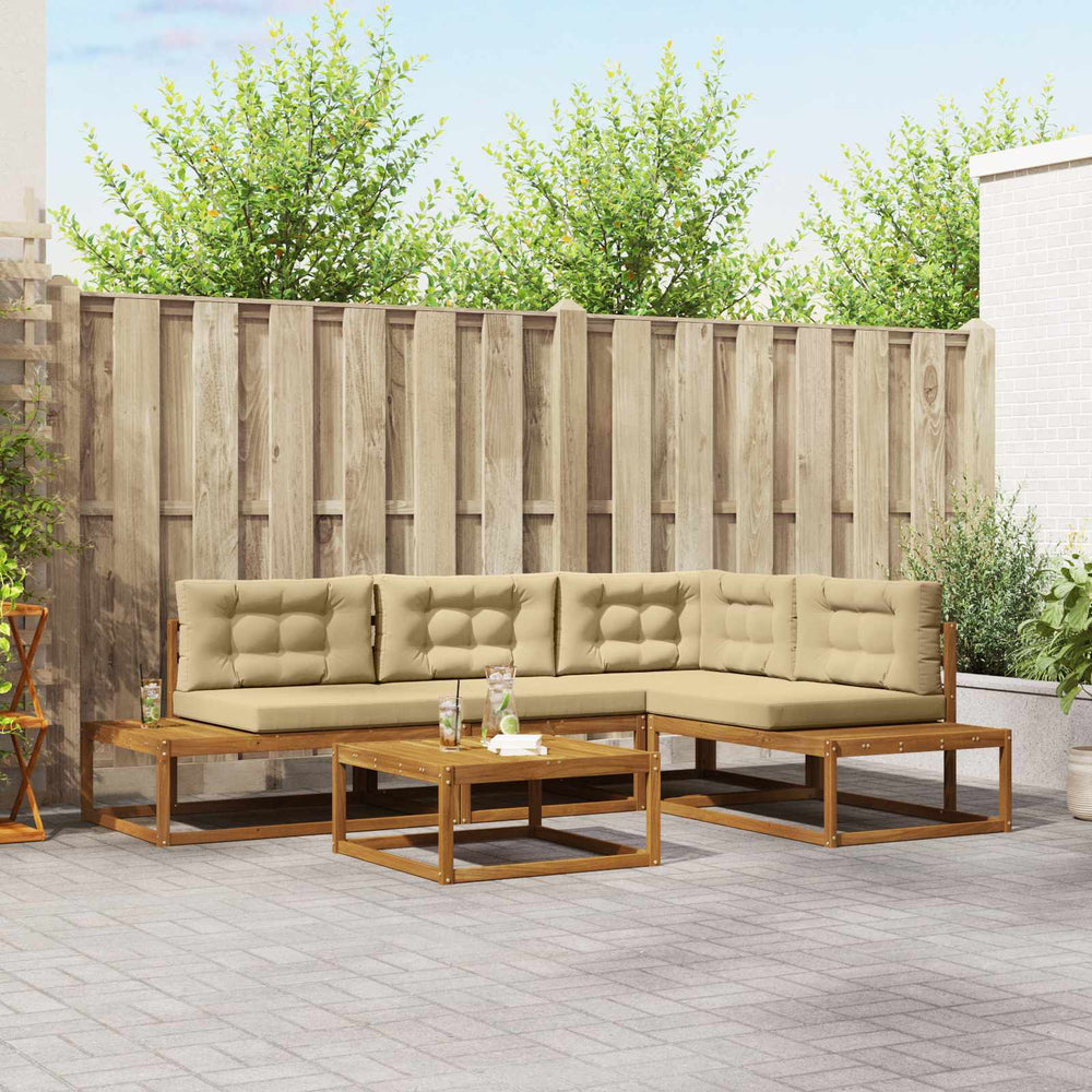vidaXL 5-Piece Outdoor Sofa Set Natural and Beige