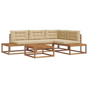 vidaXL Ensemble de canapés de jardin 5 pièces Naturel et beige