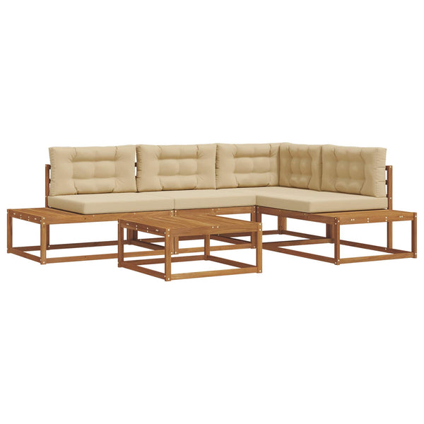 vidaXL Ensemble de canapés de jardin 5 pièces Naturel et beige