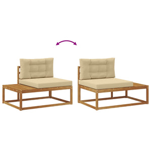 vidaXL Ensemble de canapés de jardin 5 pièces Naturel et beige