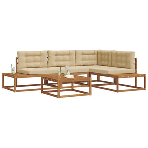 vidaXL Ensemble de canapés de jardin 5 pièces Naturel et beige