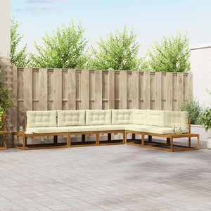 vidaXL Outdoor Sofa Set 6 Pieces Natural and Cream