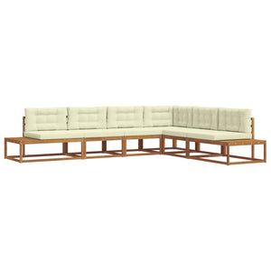 vidaXL Outdoor Sofa Set 6 Pieces Natural and Cream