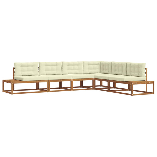 vidaXL Outdoor Sofa Set 6 Pieces Natural and Cream