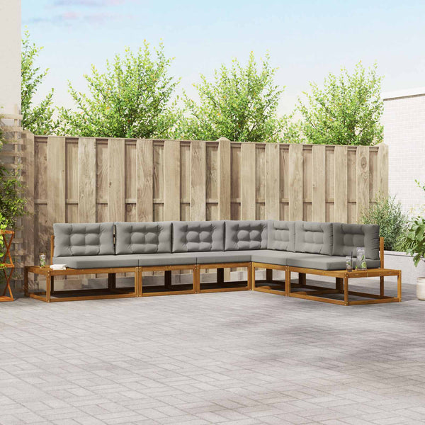 vidaXL 6-Piece Outdoor Sofa Set Natural and Light Grey