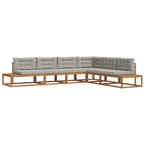 vidaXL 6-Piece Outdoor Sofa Set Natural and Light Grey