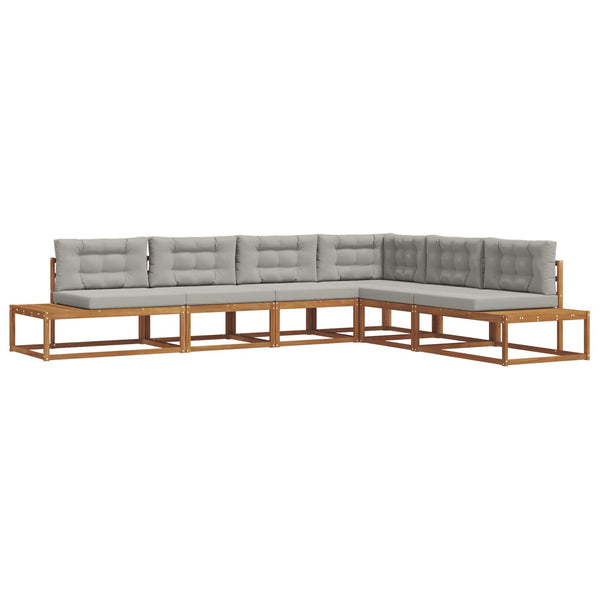 vidaXL 6-Piece Outdoor Sofa Set Natural and Light Grey