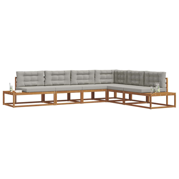 vidaXL 6-Piece Outdoor Sofa Set Natural and Light Grey