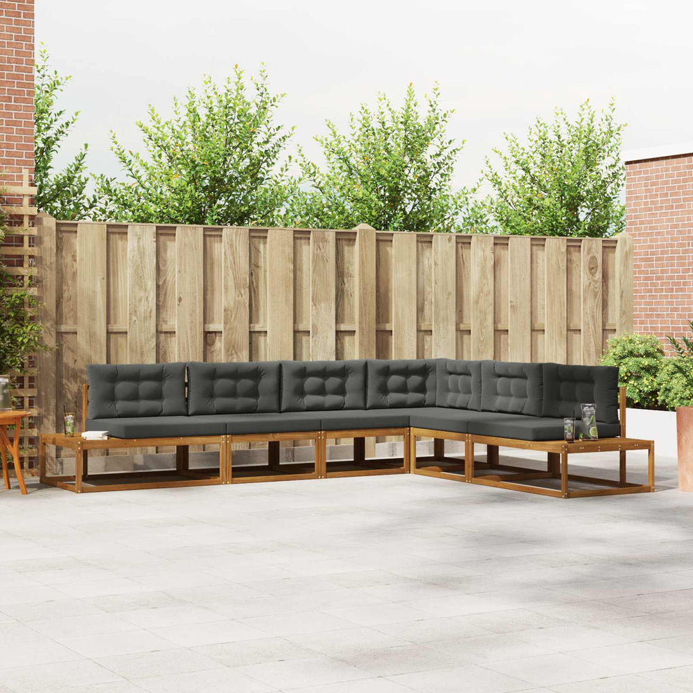 vidaXL Outdoor Sofa Set 6 Pieces Natural and Anthracite