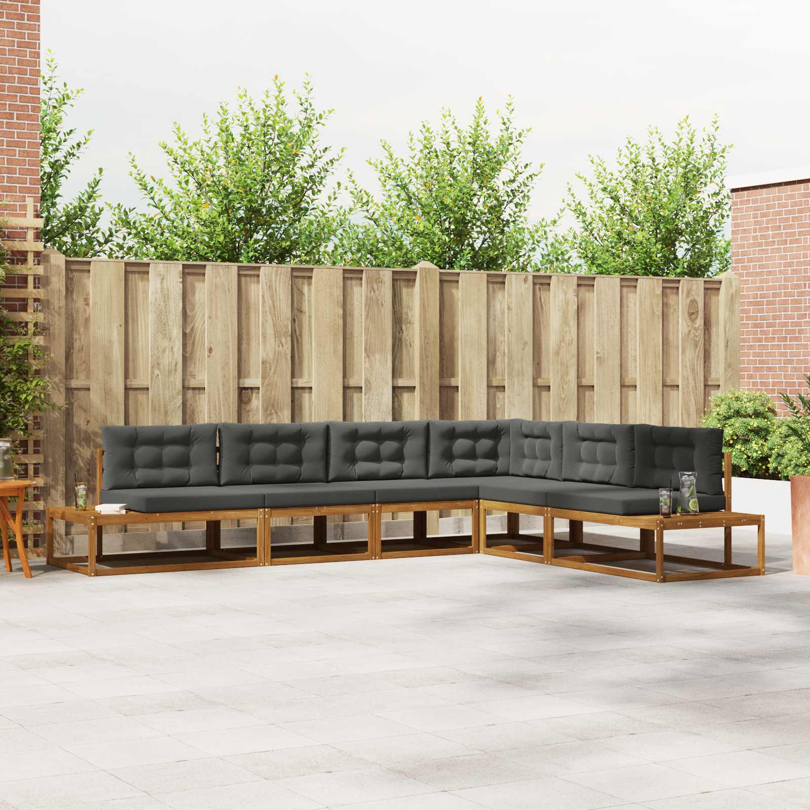 vidaXL Salon de jardin 6 pièces naturel et anthracite