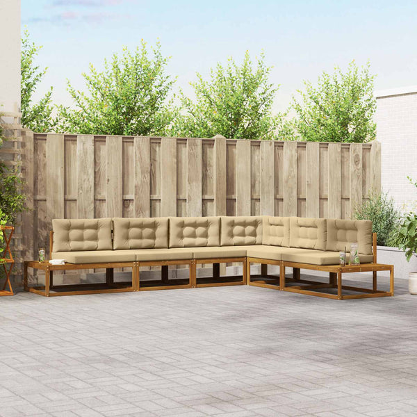 vidaXL Ensemble canapé d'extérieur 6 pièces naturel et beige